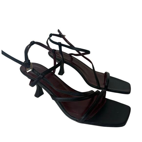 STAUD Gita Sandals EU Sz 37 Leather Kitten Heels Black Wine Great Condition! - Picture 1 of 7